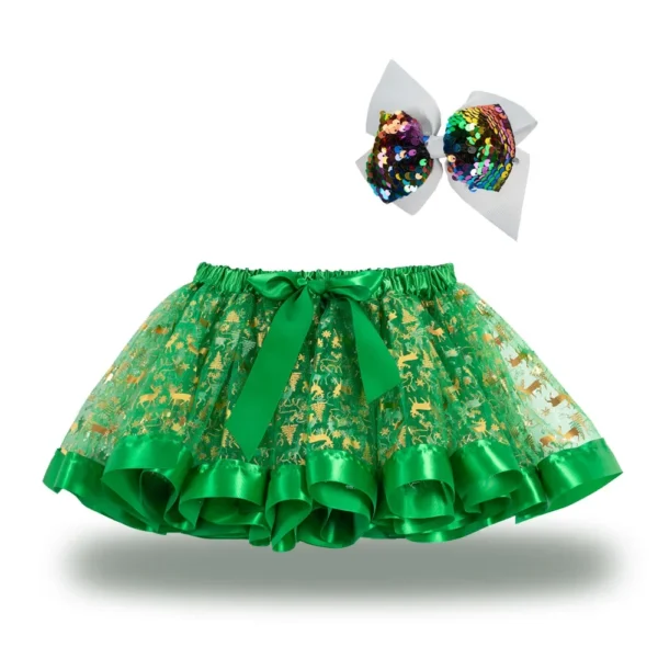 Girl Christmas Tutu Skirt Girls Clothes Pettiskirt Santa Kids Girls Tutu Party Dance Ballet Princess Lovely Skirt+Bow Hair Clip