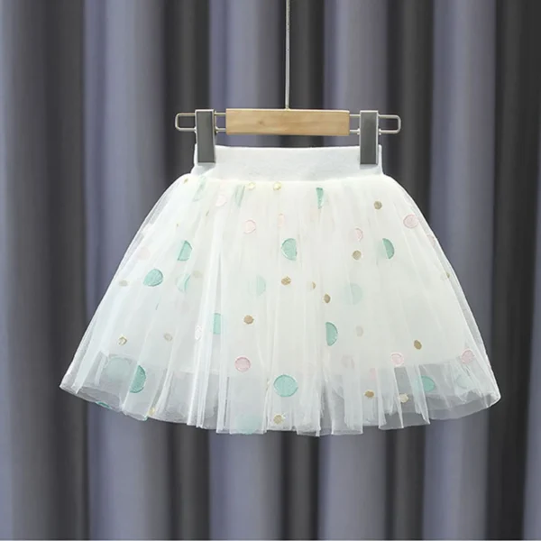 Summer Kids Girls Skirts Princess Mesh Pretty Tutu Skirts Floral Embroidery Girls Mesh Skirt Carnival Children Clothing 1-7T