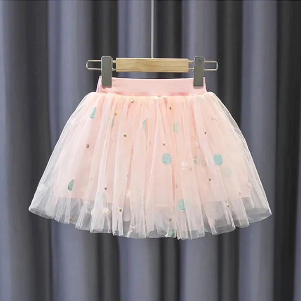 Summer Kids Girls Skirts Princess Mesh Pretty Tutu Skirts Floral Embroidery Girls Mesh Skirt Carnival Children Clothing 1-7T